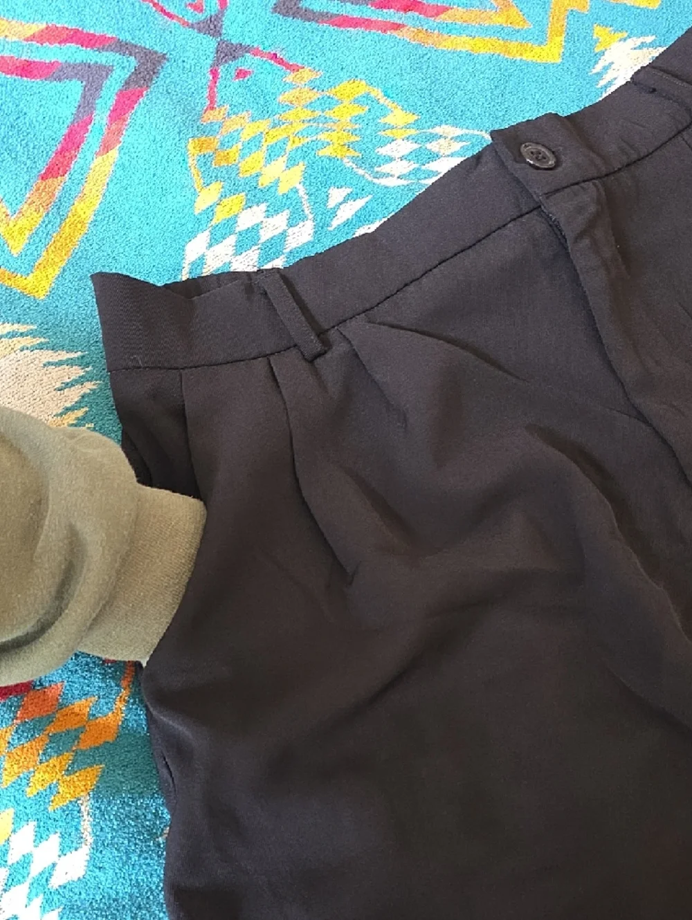 Summer Black Bermuda Shorts with Elastic Waistband - Picture 10 of 12